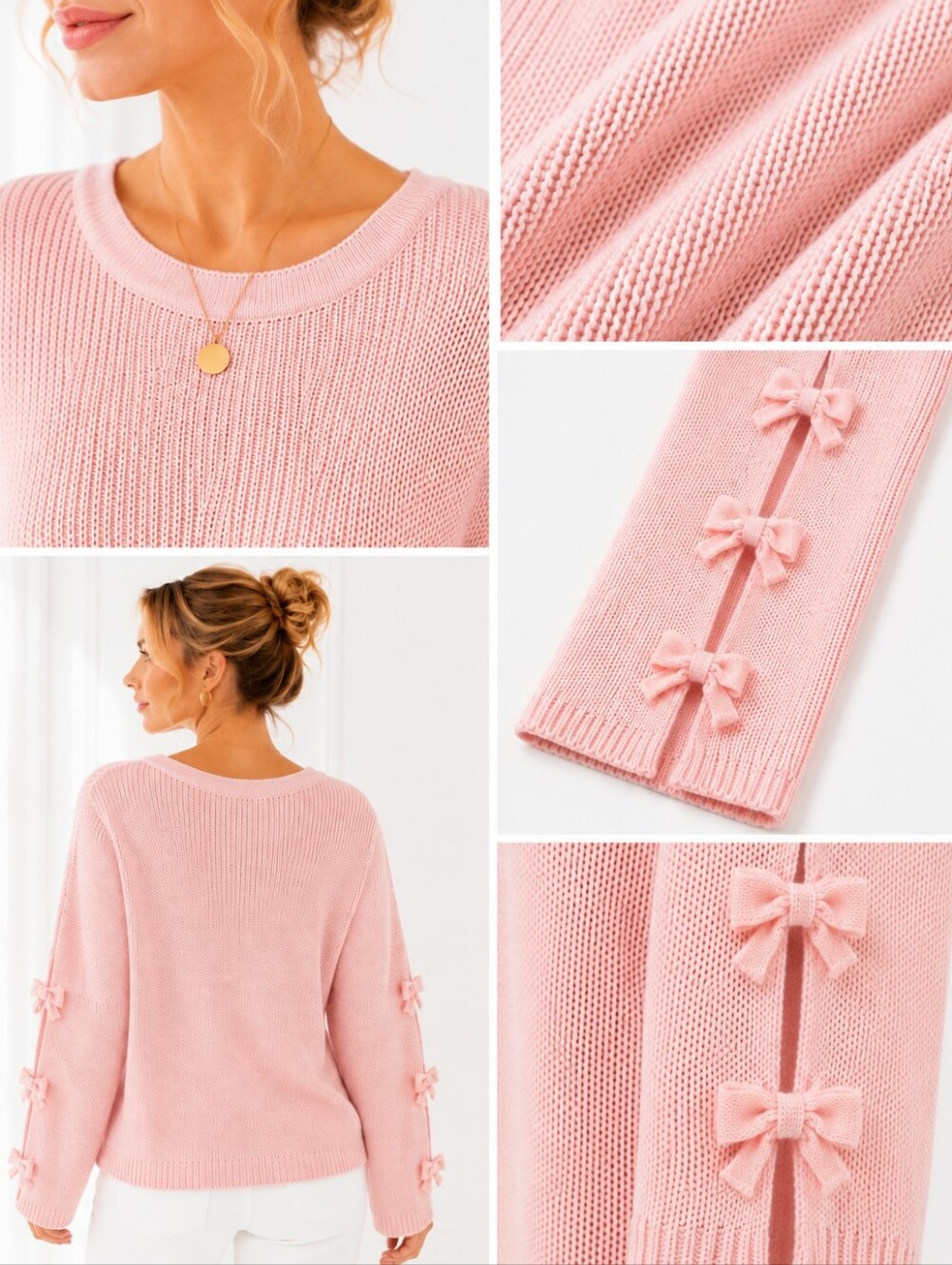 Elle | Knit Sweater Size Large Soft Cozy Pullover Long Sleeve Classic Neutral - Picture 4 of 10